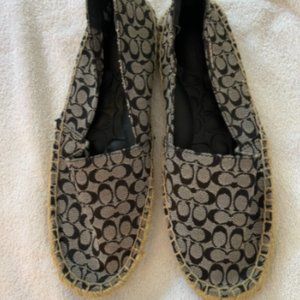 Coach espadrille flats, size 8, black c's